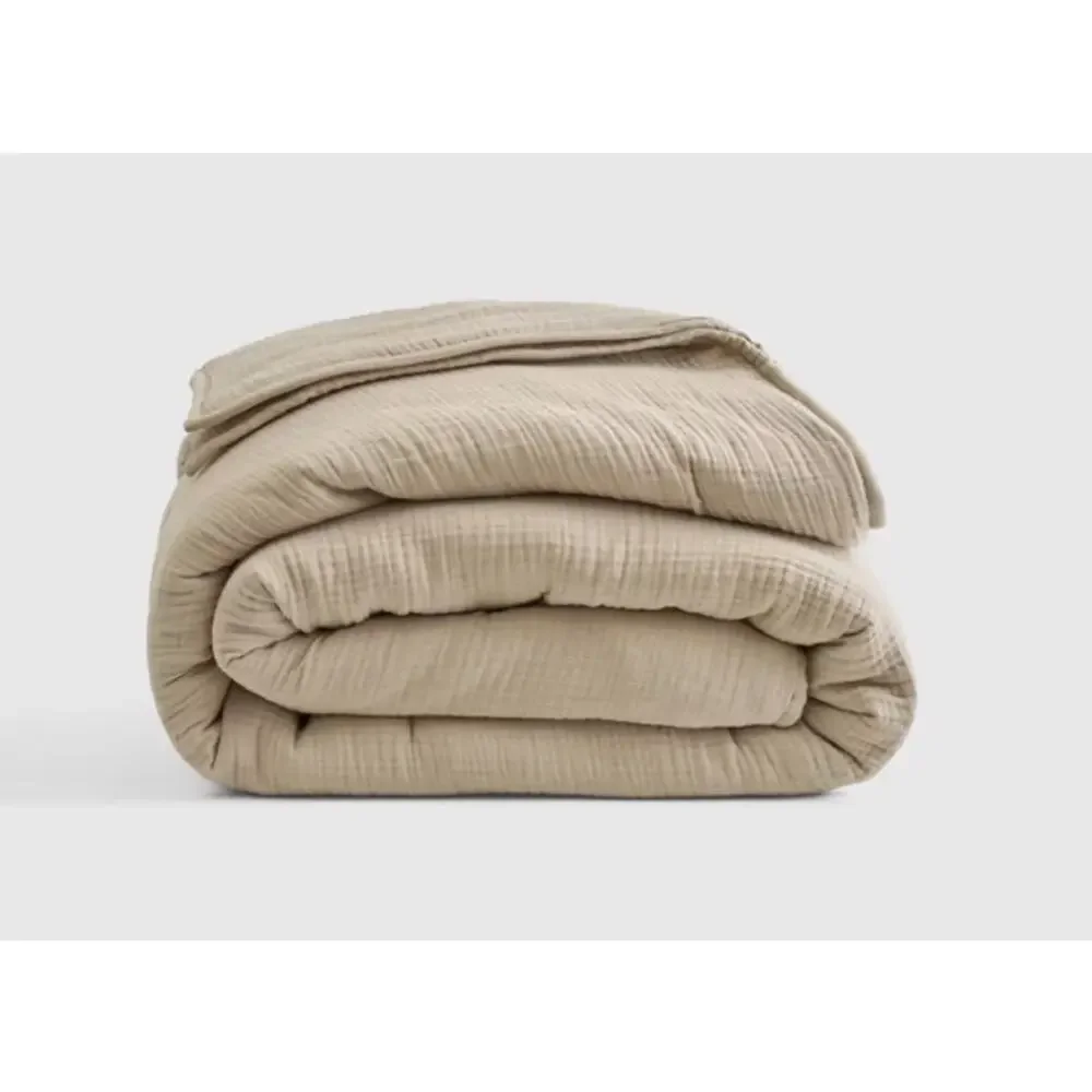 Quince KING Cotton Gauze Dream Quilt + Shams DUNE TAN 100% Organic NEW